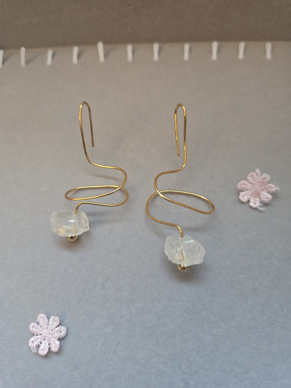 Marni Gold Spiral Drop Earrings with Clear Crystal